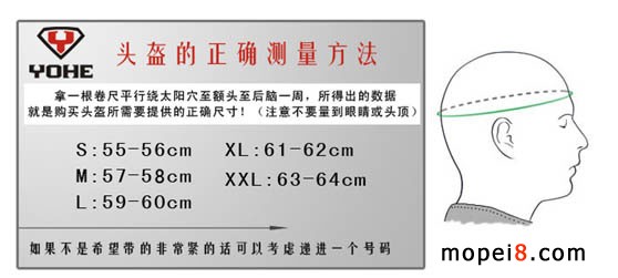 摩托車頭盔測量方法